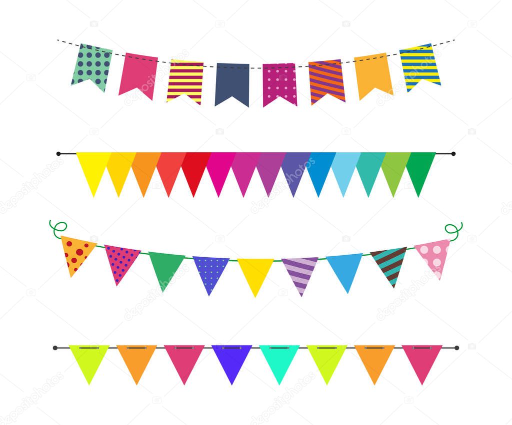 Variety of colorful party flags