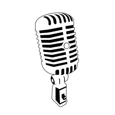 Eski Vintage Mikrofon illüstrasyon tasarımı