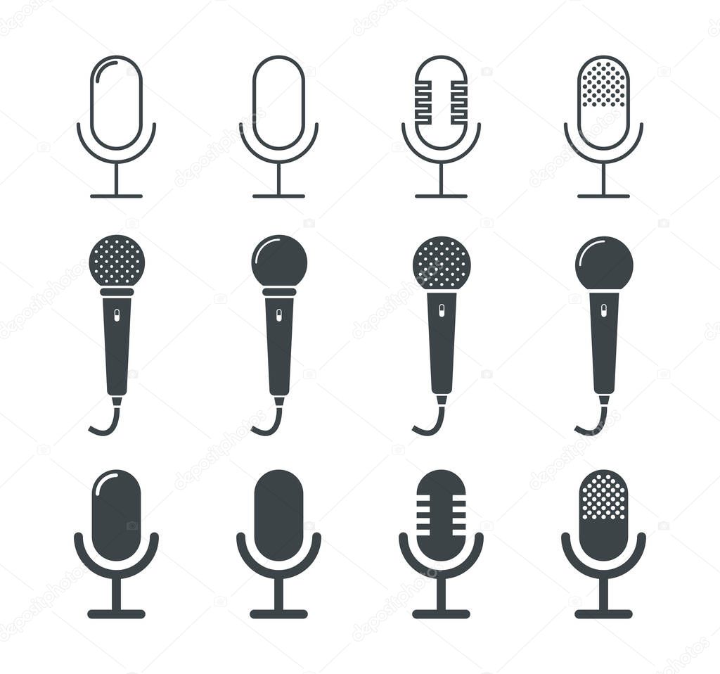 Variety of Microphone icon set