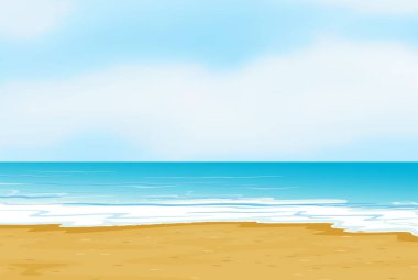 Summer Beach Peyzaj Vektör Tasarımı