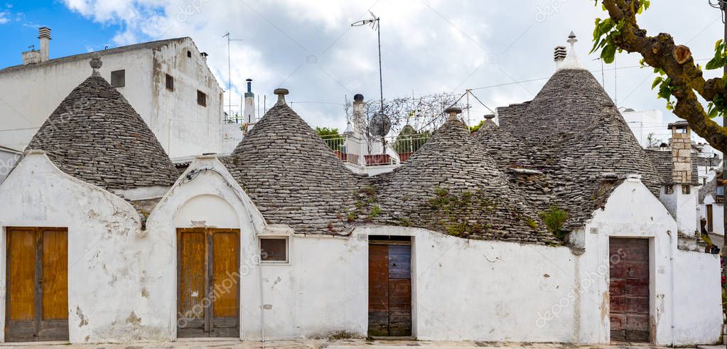Typical cone-shaped houses called Trulli in Alberobello, Italy