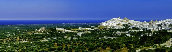 Vista Panorámica Costa Frente Ostuni Apulia Italia — Foto de Stock