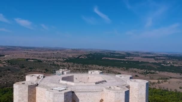 Aerial Drone Footage View Castel Del Monte Puglia Italy — Stock Video