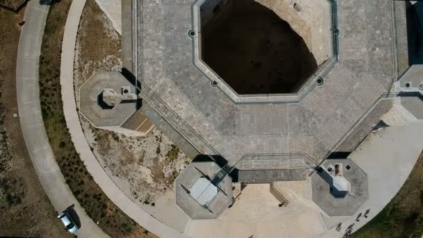 Vue Aérienne Par Drone Castel Del Monte Dans Les Pouilles — Video