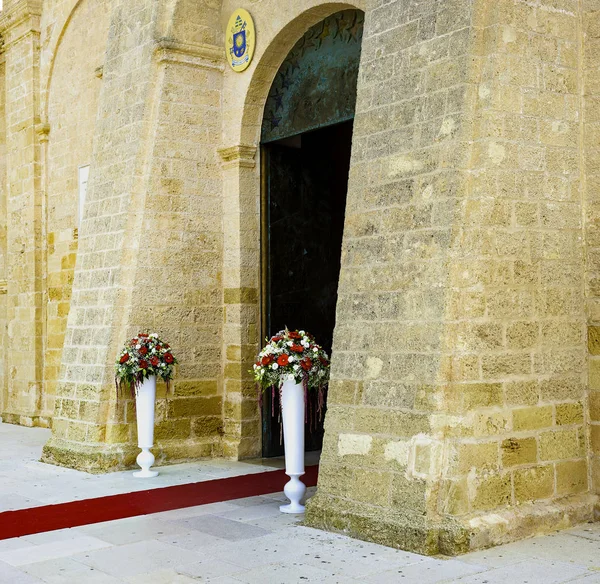 Flower entrance to the Church during a wedding