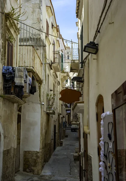 Apulie Staré Město Vieste Jižní Italy Typical Italské Středověké Uličky — Stock fotografie