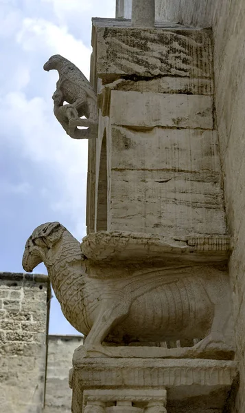 Protome Katedra Bisceglie Apulia Włochy Element Dekoracyjny Łuk Ozdoba Kamień — Zdjęcie stockowe