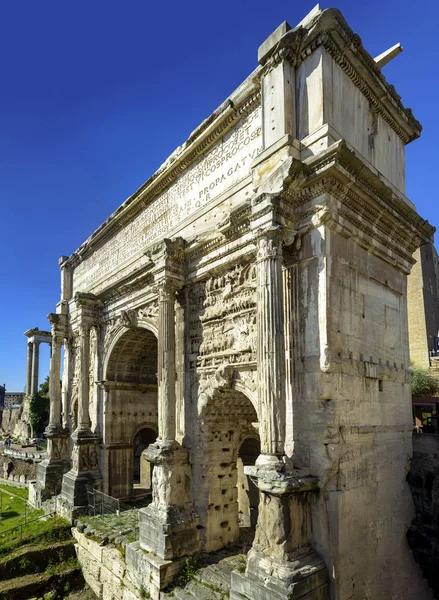 Arco Del Emperador Septimio Severo Foro Romano Roma Italia — Foto de Stock