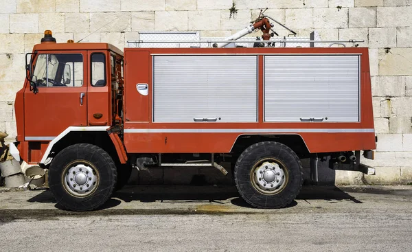 Fire rescue vehicle. Big red rescue car of Italy.