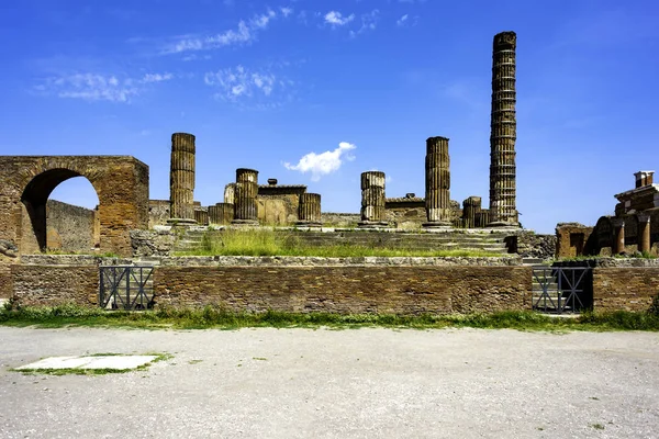 Panoramautsikt Över Den Antika Staden Förstörda Antika Kolonnerna Scavi Pompei — Stockfoto