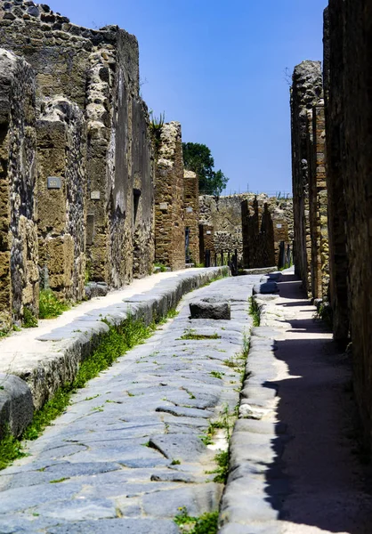 Pompeia Escavações Pavimentação Pedras Com Blocos Pedra — Fotografia de Stock