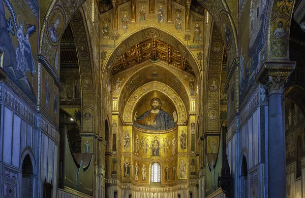 Monreale Italia Agosto 2016 Imágenes Mosaico Cristo Pantocrático Virgen María — Foto de Stock