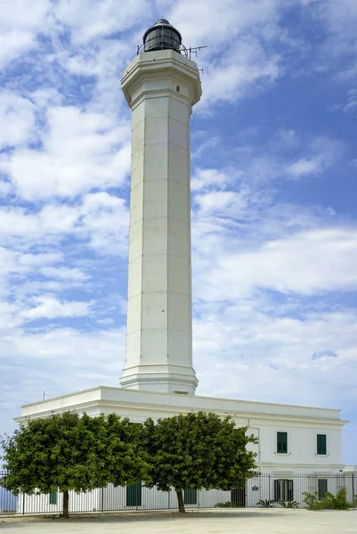View Sea White Lighthouse Santa Maria Leuca Apulia Italy — Stock Photo, Image