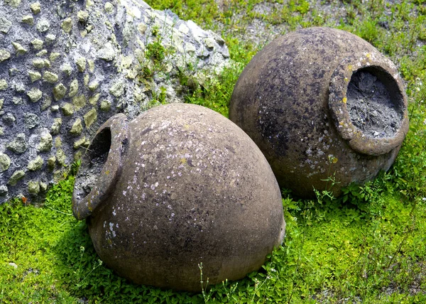 Detalj Forntida Kolonn Från Den Förstörda Staden Pompeji Pompeji Italien — Stockfoto