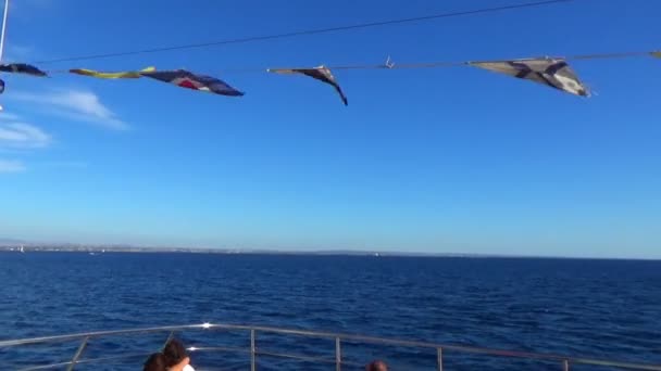 Trapani Italie Août 2016 Voile Ferry Sur Côte Sicilienne Drapeaux — Video