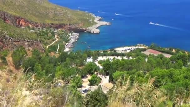 Szicília Olaszország Zingaro Természetvédelmi Hosszú Lövés San Vito Capo Térképén — Stock videók