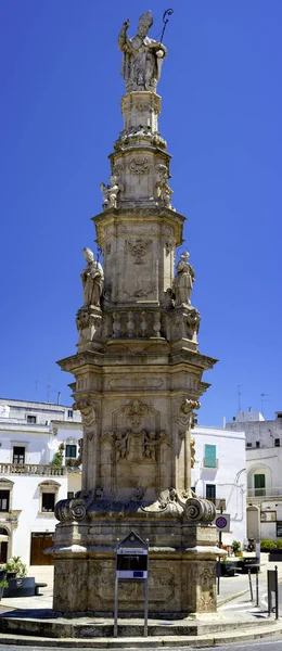 Ampio Angolo Della Torre Sant Orazio Guglia Sant Oronzo Piazza — Foto Stock