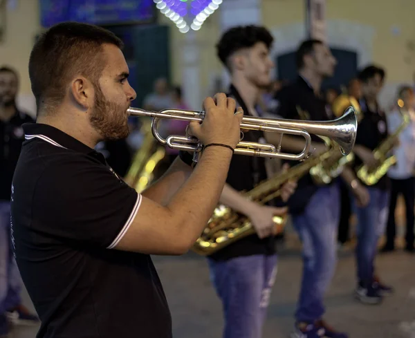 Modugno Italia Septiembre 2018 Plaza Principal Con Luces Montadas Para — Foto de Stock