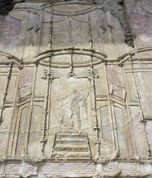 Die Freigelegten Gebäude Säulen Und Ruinen Der Antiken Stadt Pompeji — Stockfoto