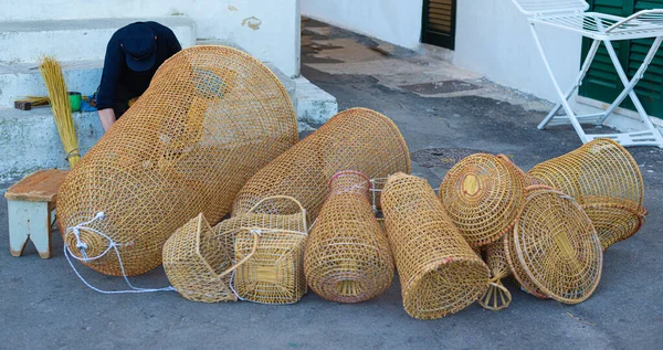 Krabbfällor Hummerfälla Gjord Hantverkare Från Gallipoli Apulien Italien — Stockfoto