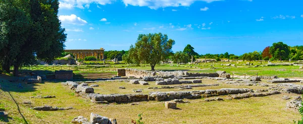 Paestum Lista Światowego Dziedzictwa Unesco Jednymi Najlepiej Zachowanych Starożytnych Greckich — Zdjęcie stockowe