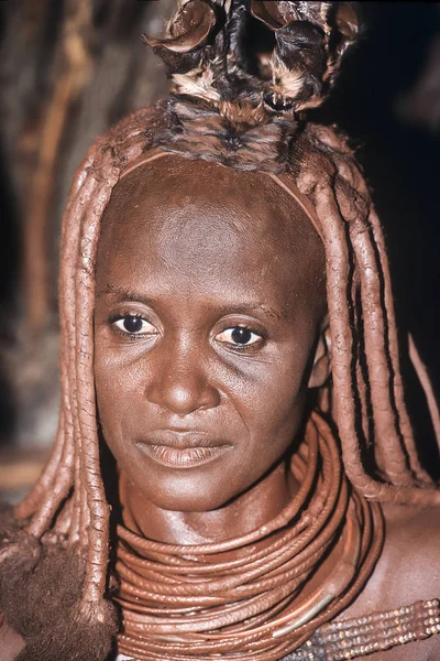Mai 2005 Portrait Une Femme Himba Non Identifiée Avec Coiffure — Photo