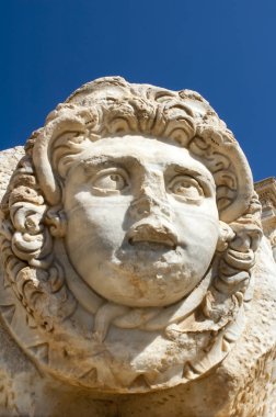 Sit alanı Leptis Magna, Libya - 10/30/2006: Forum, şiddetli içinde Antik Roma şehir, Leptis Magna.