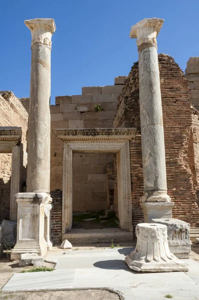 Archaeological Site Leptis Magna Libya 2006 Forum Severe Ancient Roman — Stock Photo, Image