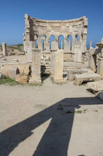 Régészeti Lelőhely Leptis Magna Líbia 2006 Piactér Ősi Római Város — Stock Fotó