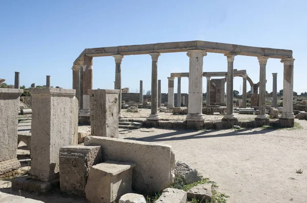 Arkeologiska Platsen Leptis Magna Libyen 2006 Marketplace Den Antika Romerska — Stockfoto