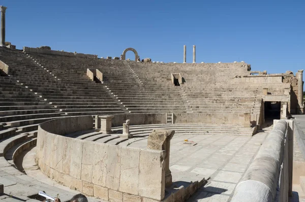 Arkeologiska Platsen Leptis Magna Libyen 2006 Ruinerna Den Antika Teatern — Stockfoto