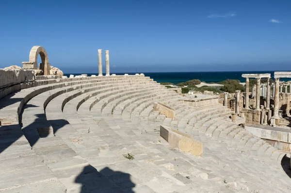 Arkeologiska Platsen Leptis Magna Libyen 2006 Ruiner Teatern Den Antika — Stockfoto