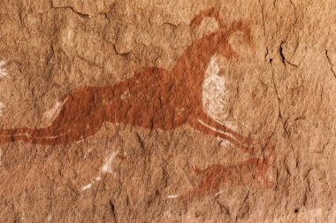 Tarih öncesi petroglifler - Rock sanat - Akakus (Acacus) Dağları, Sahara, Libya