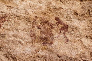 Tarih öncesi petroglifler - Rock sanat - Akakus (Acacus) Dağları, Sahara, Libya