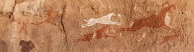 Tarih öncesi petroglifler - Rock sanat - Akakus (Acacus) Dağları, Sahara, Libya