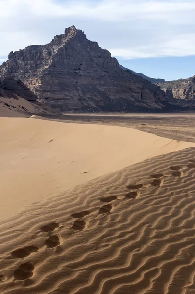 Formazioni Rocciose Arenaria Akakus Acacus Deserto Del Sahara Libia — Foto Stock