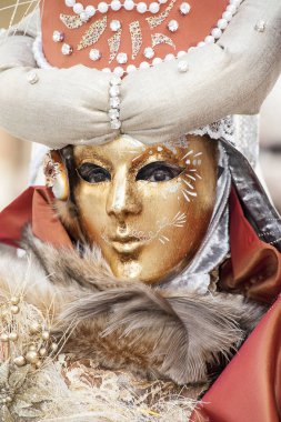 Venedik, İtalya - 5 Şubat 2018: Venedik karnavalının maskeleri 2018