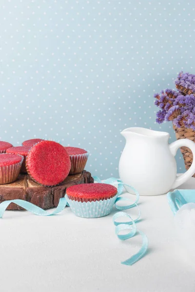 Red Velvet Cupcakes Valentine Day — Stock Photo, Image