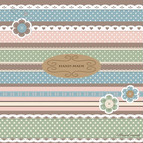 Conjunto Lindo Encaje Recto Textil Puede Utilizar Para Scrapbook Baby — Vector de stock