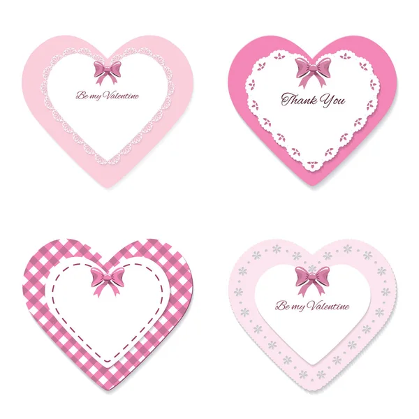 Schattig Lacy Harten Reeks Girly Plakboekontwerp Valentijnsdag Stickers — Stockvector