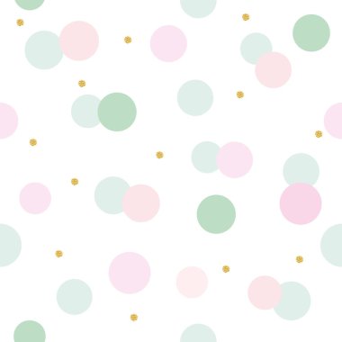 Glitter konfeti polka dot Dikişsiz desen arka plan. Pembe ve pastel mavi moda renkler. Doğum günü, Sevgililer günü ve karalama defteri tasarımı için. Vektör