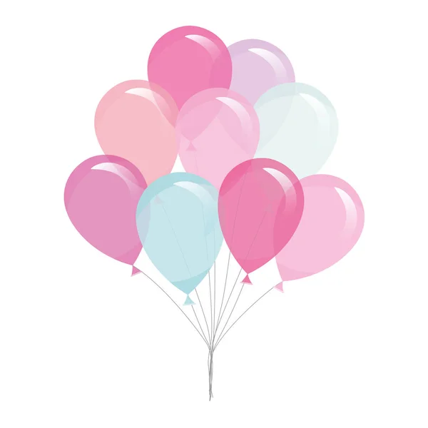 Globos transparentes de colores aislados en blanco . — Vector de stock