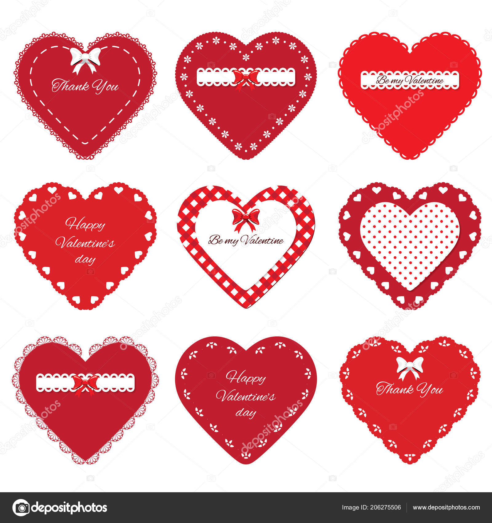 Valentines Day Stickers Decorative Cut Out Red Hearts Set Isolated Stock  Vector by ©cutelittlethings 206275506