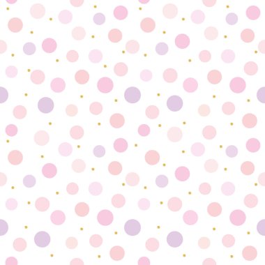Polka dot Dikişsiz desen arka planda pastel pembe. Doğum günü, Sevgililer günü ve karalama defteri tasarımı için. Raster Kopyala