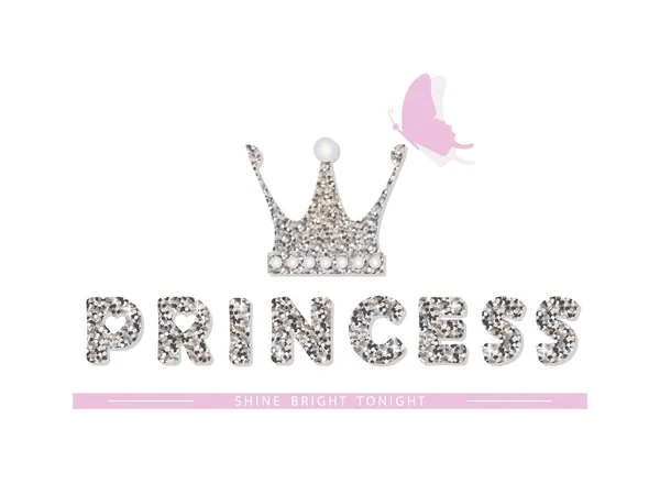 Princesa Para Diseño Cumpleaños Baby Shower Ropa Carteles Ilustración Vectorial — Vector de stock