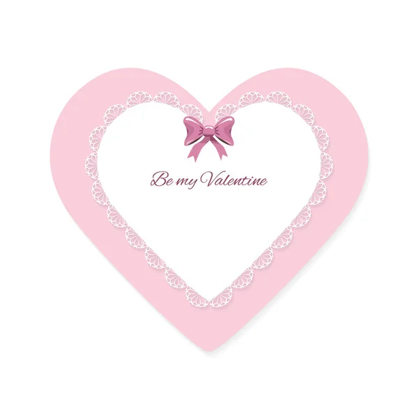 Leuke Kanten Hart Girly Plakboekontwerp Valentijnsdag Sticker — Stockvector