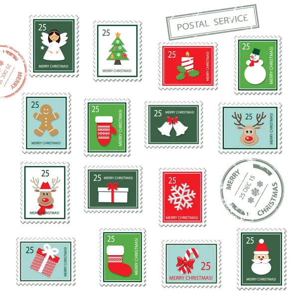 Coffret timbres postaux Noël . — Image vectorielle
