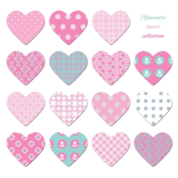 Valentijnsdag Stickers Decoratieve Uitgesneden Roze Harten Reeks Geïsoleerd Wit — Stockvector