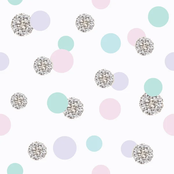 Confettis Paillettes Pois Motif Sans Couture Motif Fond Couleurs Argent — Image vectorielle