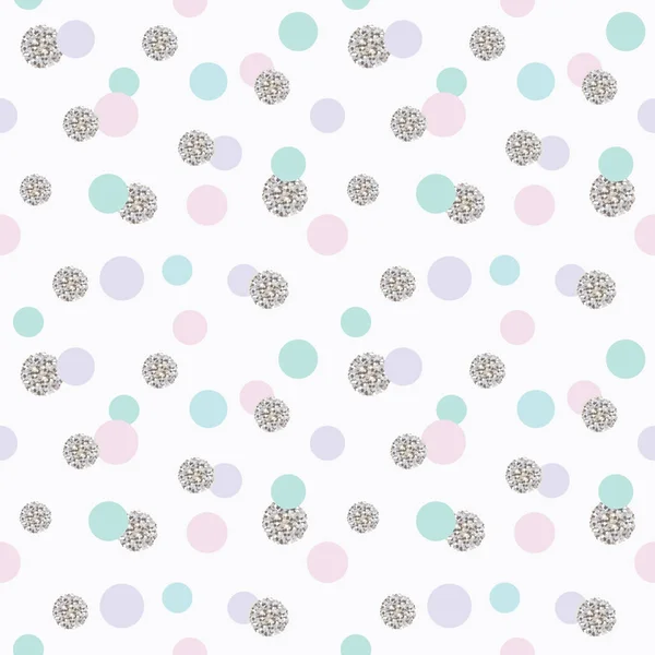 Glitzerkonfetti Tupfen Trendy Muster Hintergrund Muster Silber Rosa Und Blau — Stockfoto